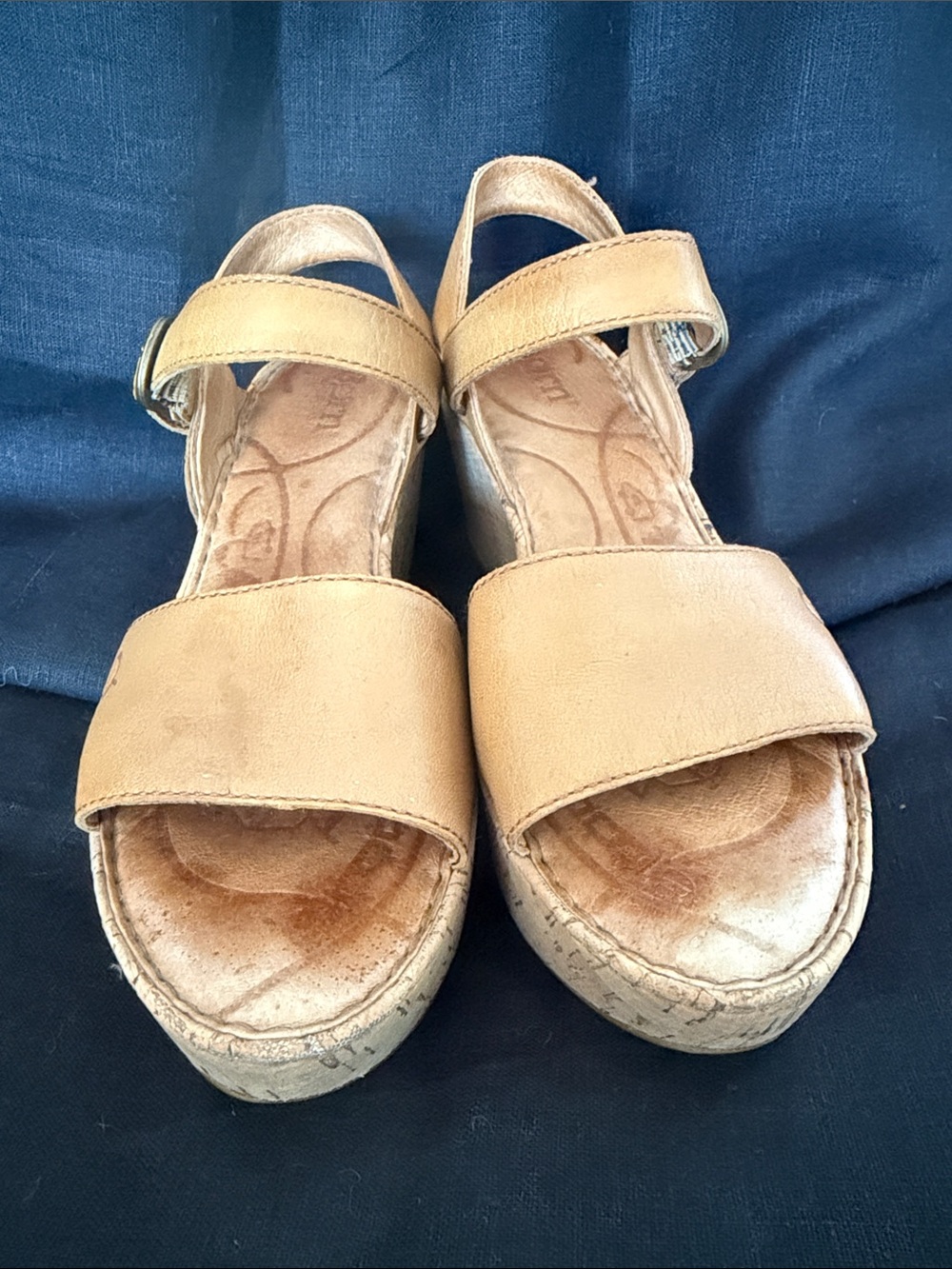Born Natural Tan Cork Platforn Sandals Size 6 - Picture 3 of 9